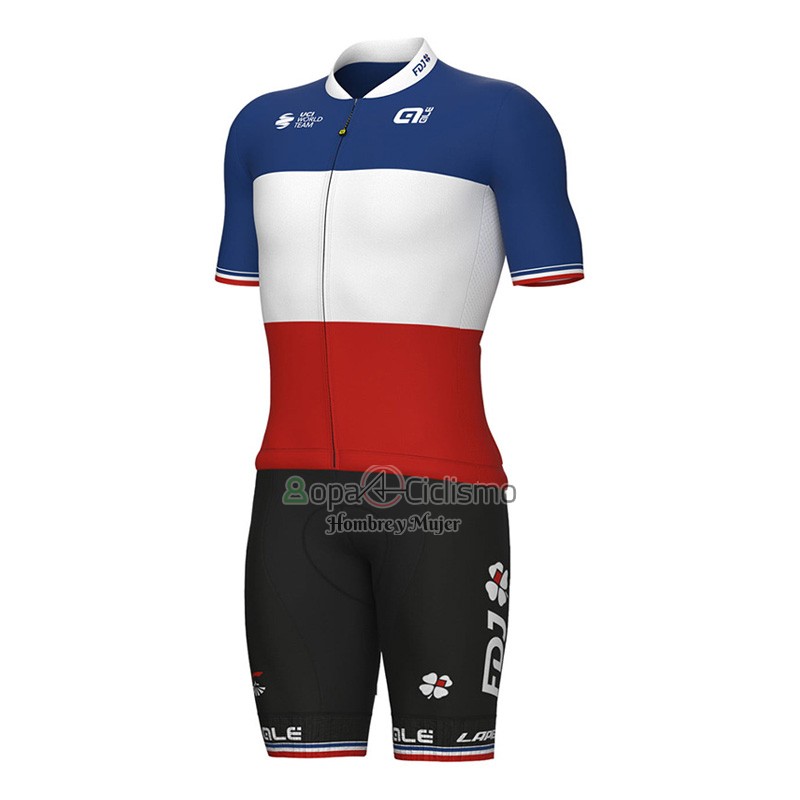 Groupama FDJ Ropa Ciclismo Culotte Corto 2023 Mangas Cortas Blanco